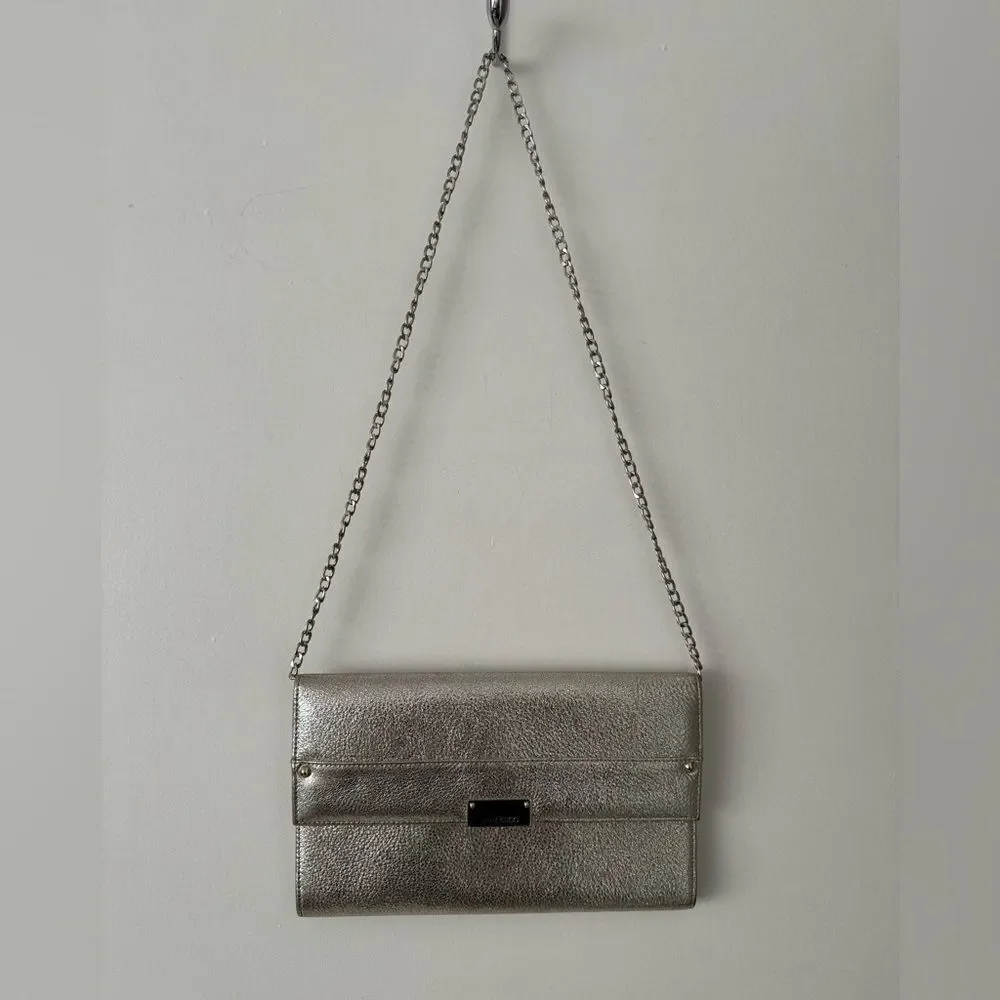 Jimmy Choo Reese Silver Metallic Clutch
